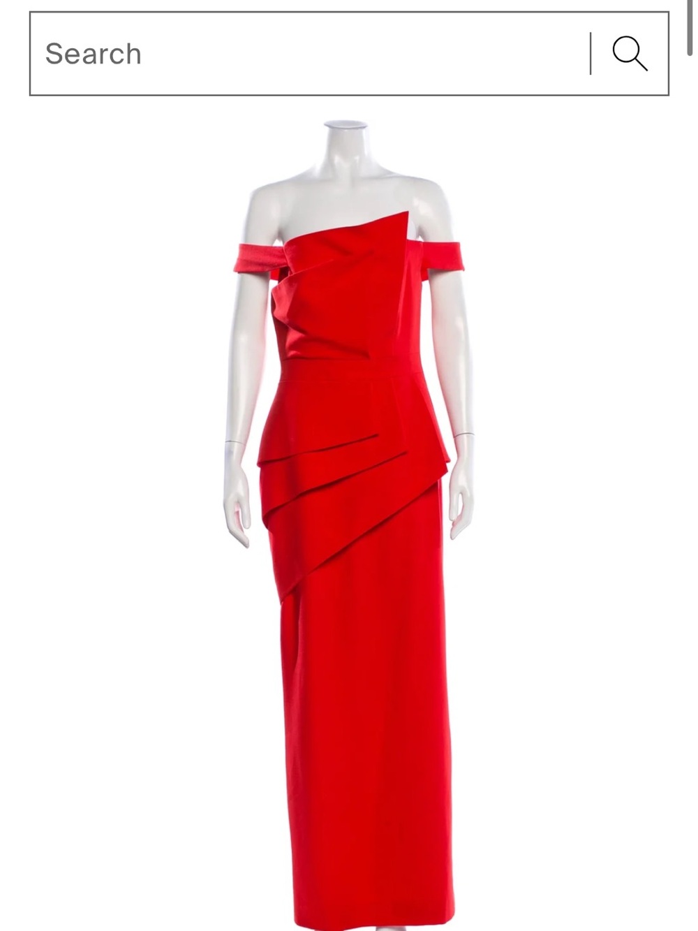 Black Halo Red One-Shoulder Draped Evening Gown